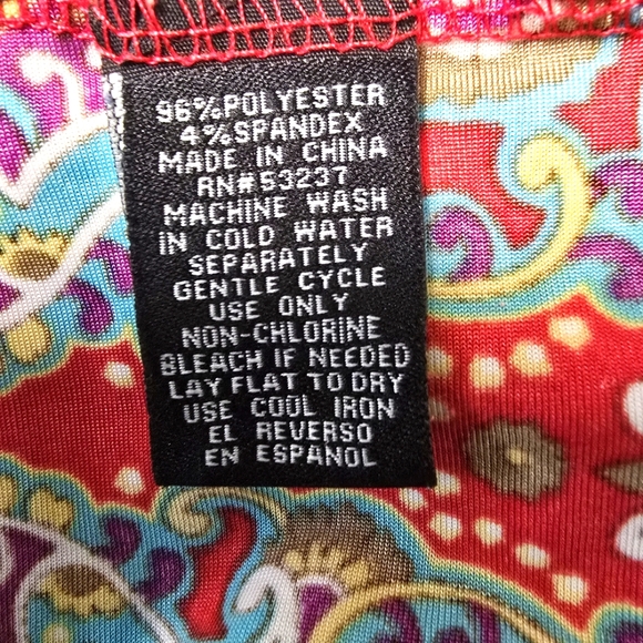 2/$30 Mlle Gabrielle Y2K Red Turquoise Long‎ Maxi Dress Size S Oversized - Picture 12 of 13